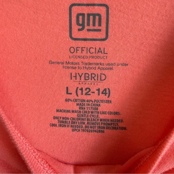 Vintage Style Yellow Corvette Graphic Tee Pink Size Large 12/14 GM Official - Picture 3 of 4